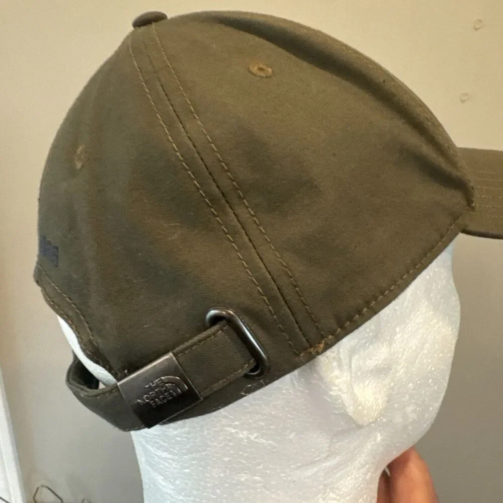 The North Face Olive Green Adjustable Strapback Hat; 1966 Embroidered; Ad Medium